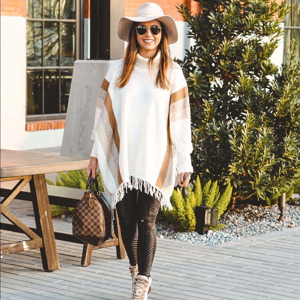 Chicwish white turtleneck poncho